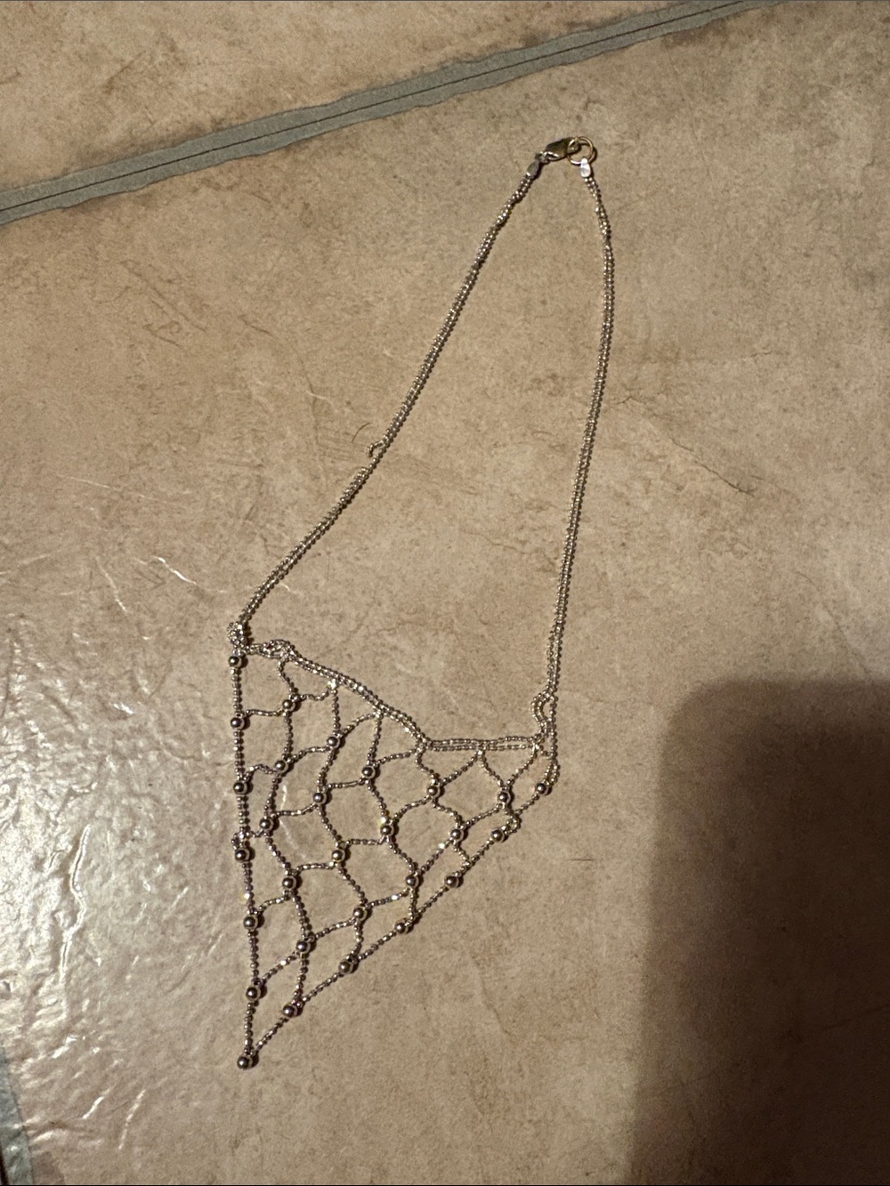 Silver-Tone Net Bib Necklace - Unbranded